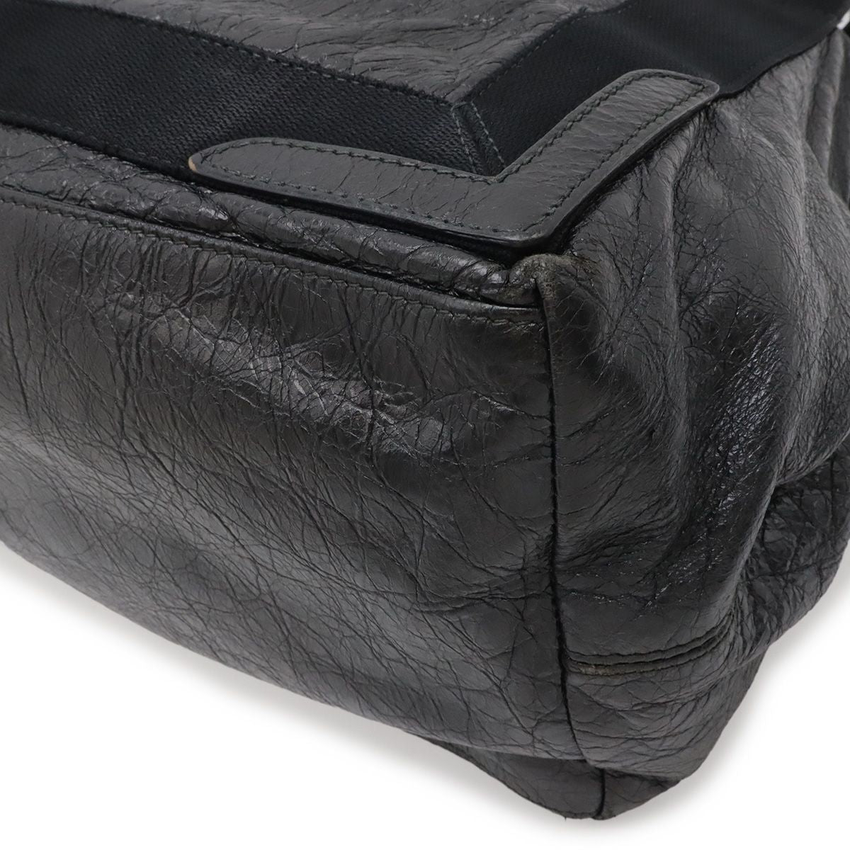 Balenciaga Navy Cabas S Logo Wrinkled Tote Leather Black — view 3