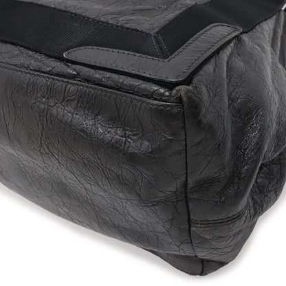 Balenciaga Navy Cabas S Logo Wrinkled Tote Leather Black — view 3