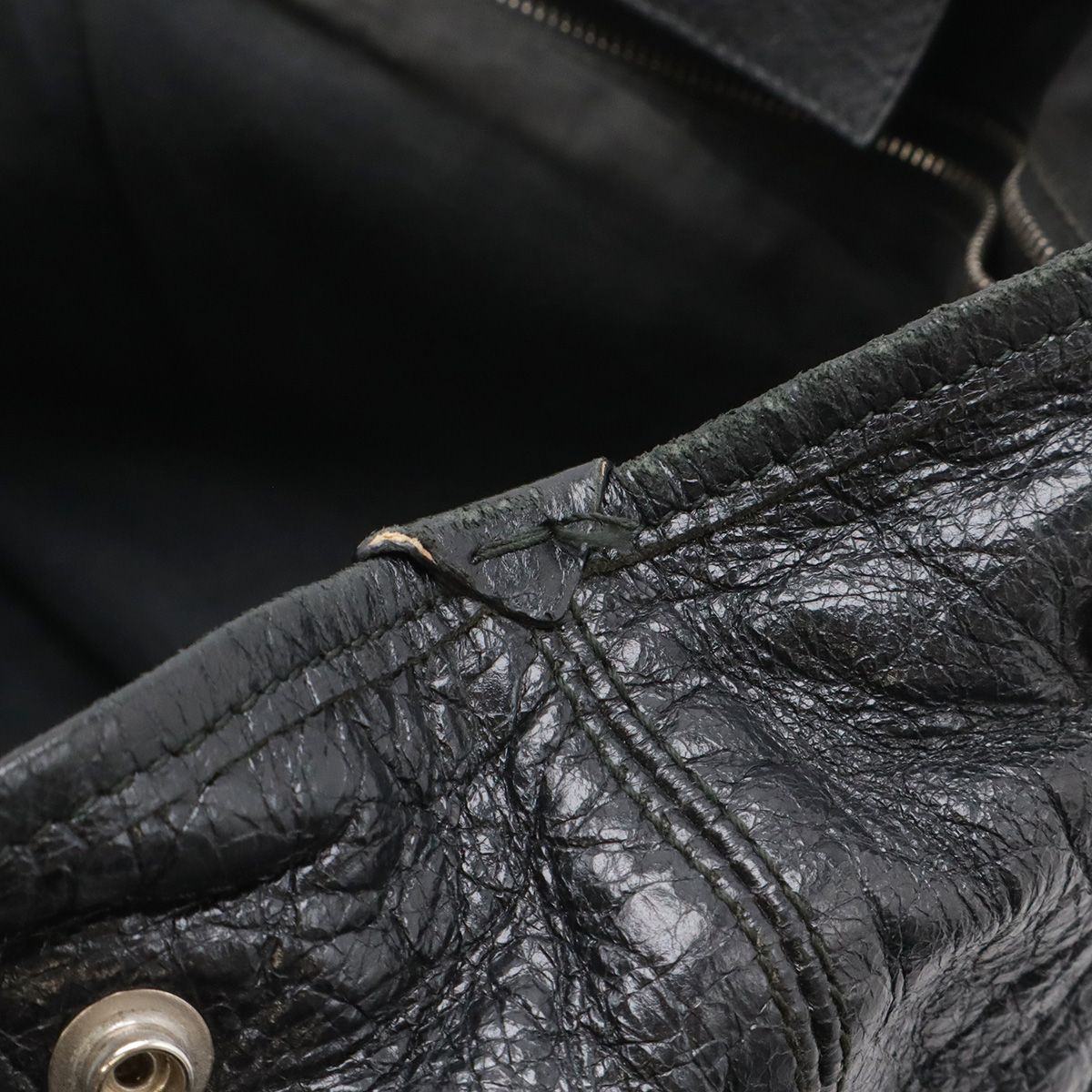 Balenciaga Navy Cabas S Logo Wrinkled Tote Leather Black — view 4