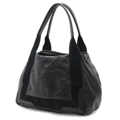 Balenciaga Navy Cabas S Logo Wrinkled Tote Leather Black — view 2