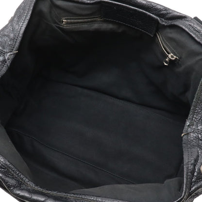 Balenciaga Navy Cabas S Logo Wrinkled Tote Leather Black — view 6