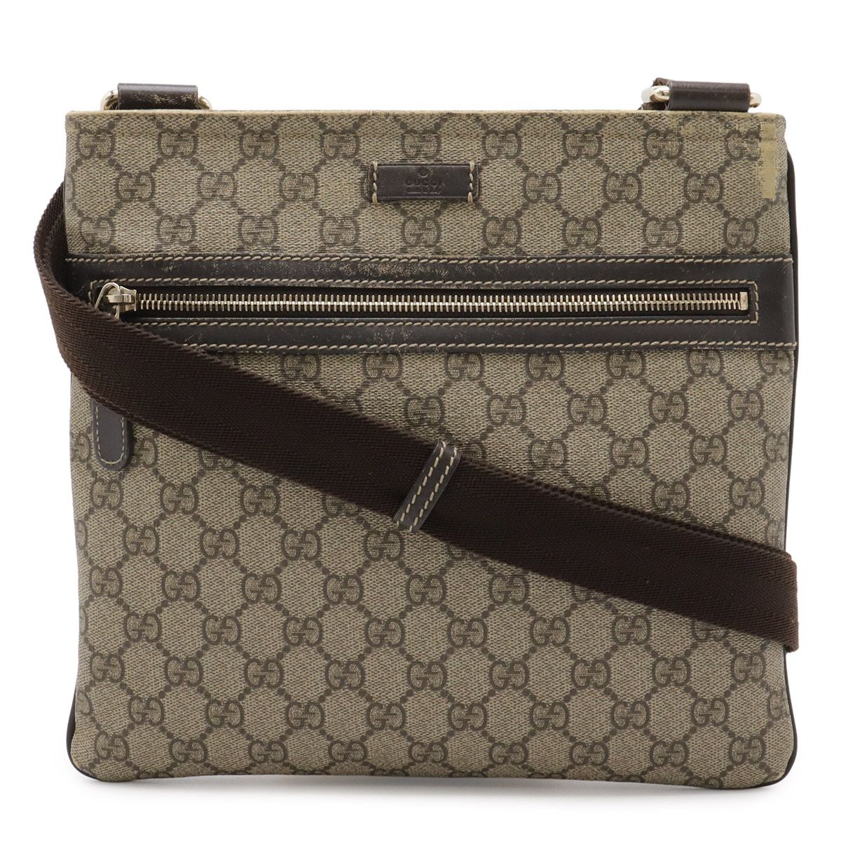 Gucci GG Supreme Plus Shoulder Bag Crossbody Depth Khaki Beige Dark Brown Gold