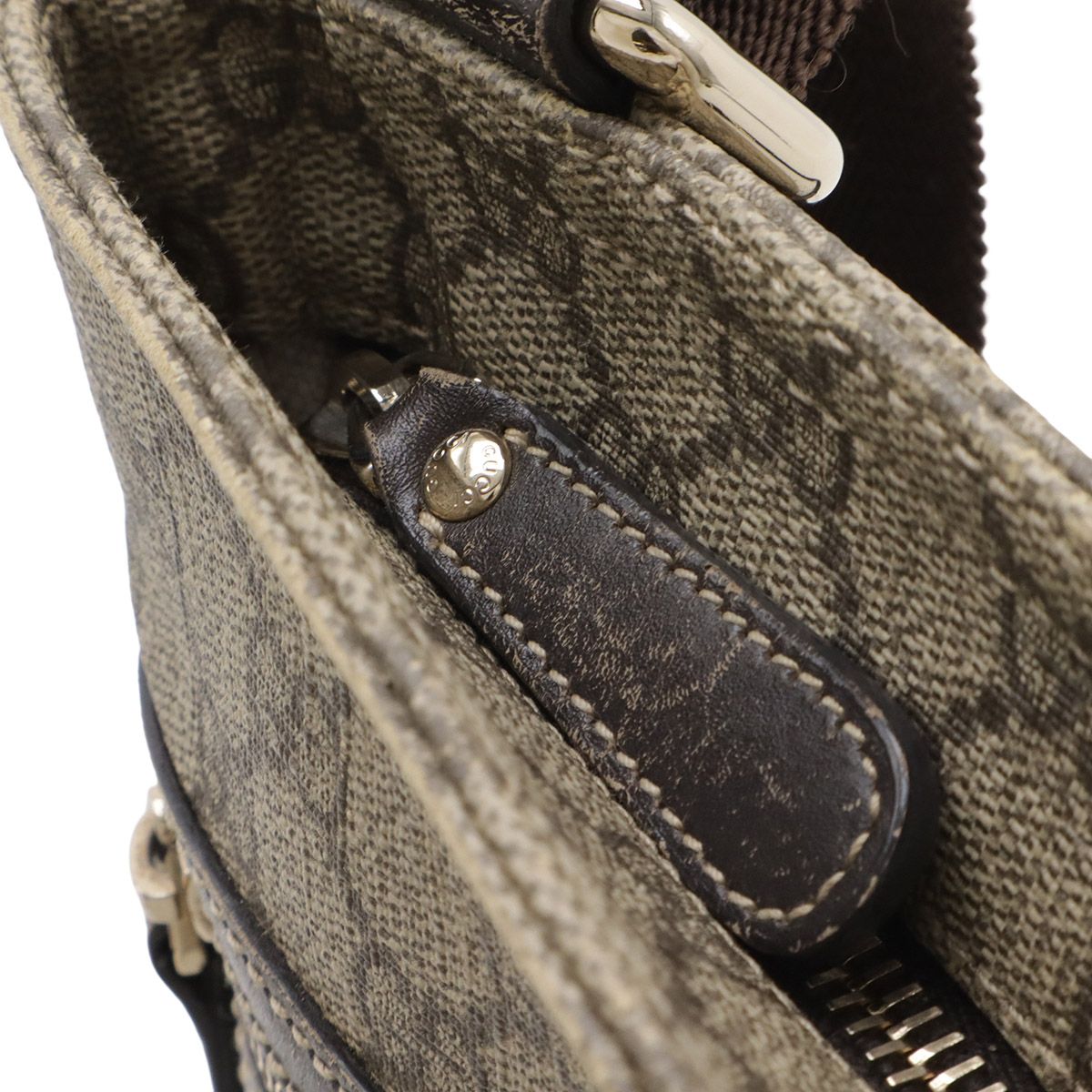 Gucci GG Supreme Plus Shoulder Bag Crossbody Depth Khaki Beige Dark Brown Gold — view 5