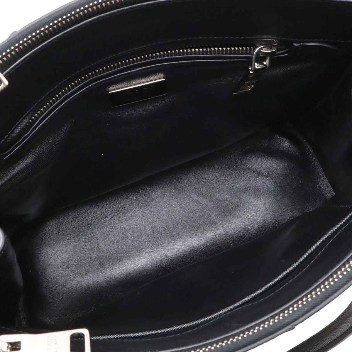 Prada Galleria Striped Triangle Handbag Saffiano Leather Nero Black White — view 6