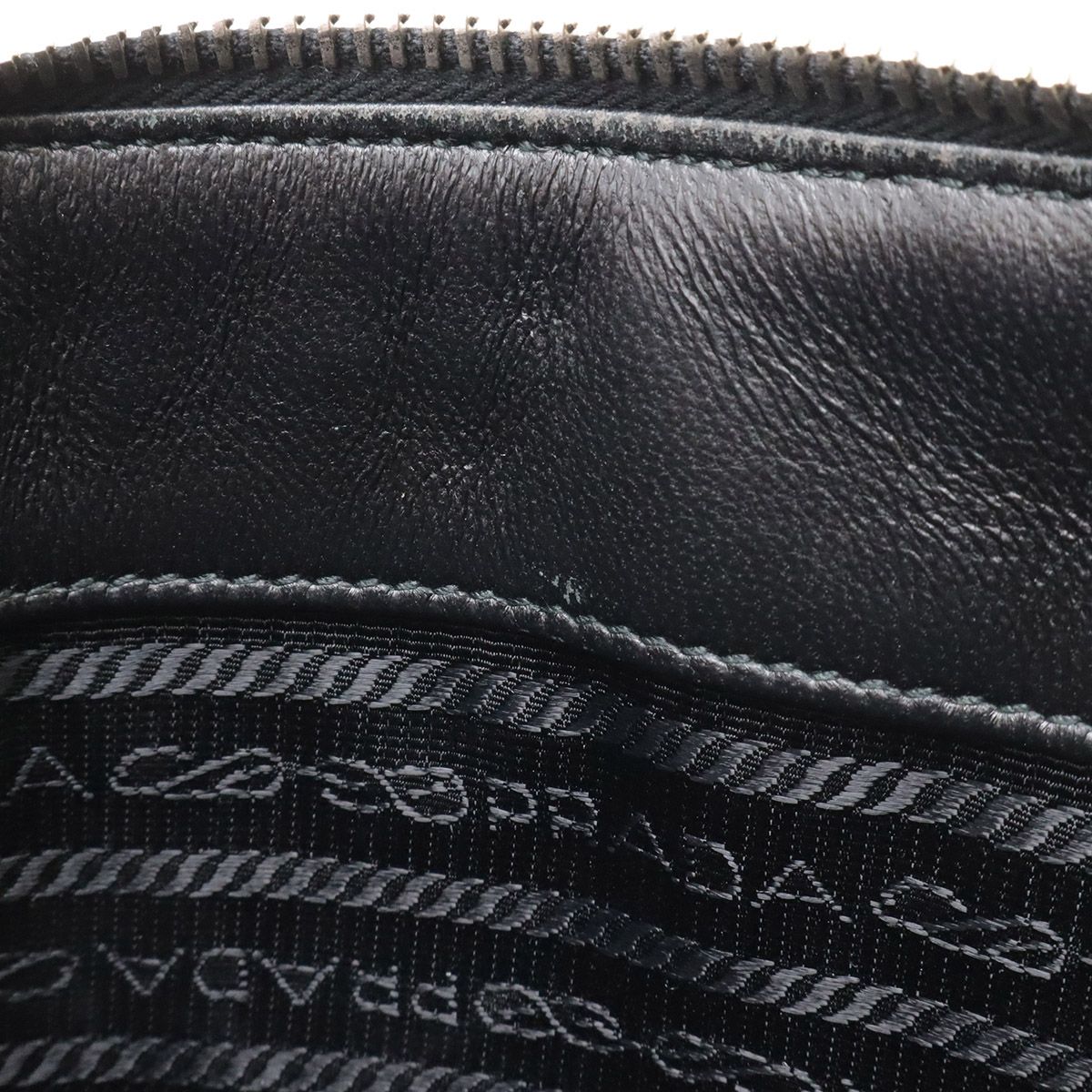 Prada Galleria Striped Triangle Handbag Saffiano Leather Nero Black White — view 9
