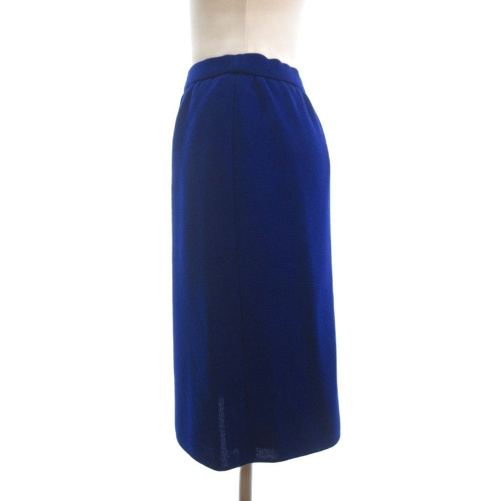 Saint Laurent Yves Set Knit Jacket Skirt Knee Length Check Wool Red Blue — view 7