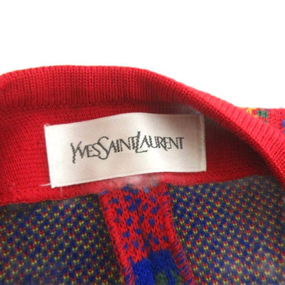 Saint Laurent Yves Set Knit Jacket Skirt Knee Length Check Wool Red Blue — view 9
