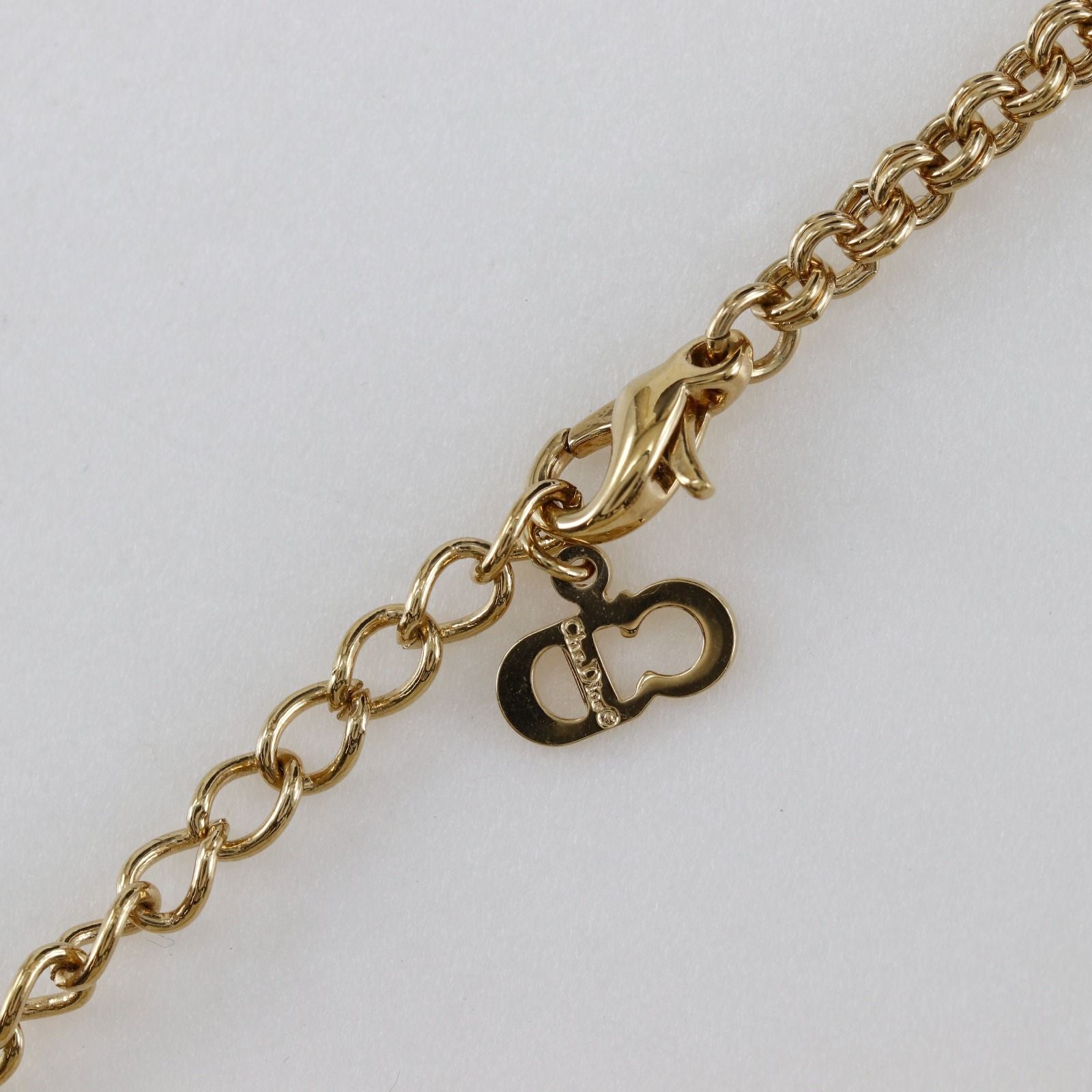 Dior CD Logo Gold Plated Line Stone Necklace — view 5