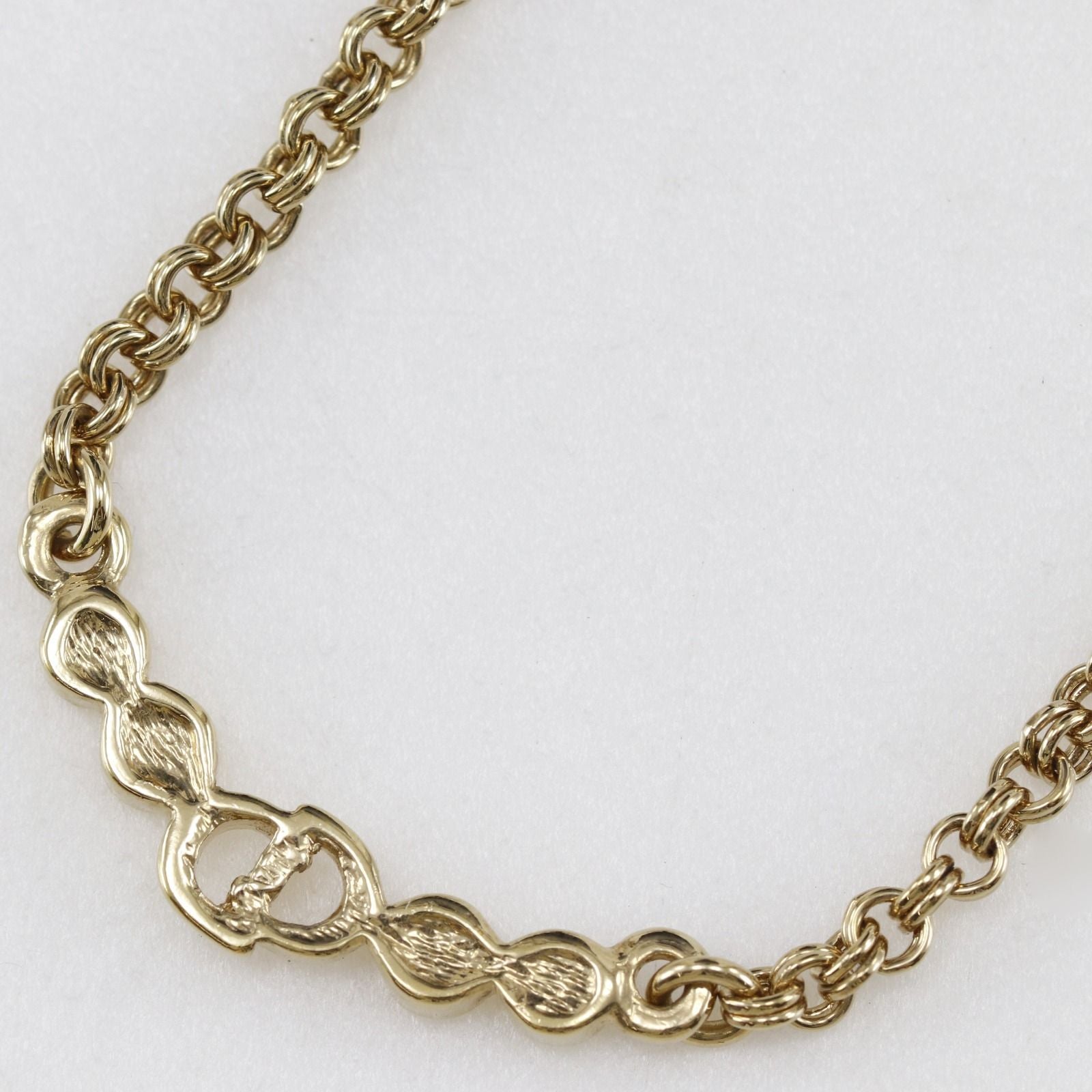 Dior CD Logo Gold Plated Line Stone Necklace — view 3
