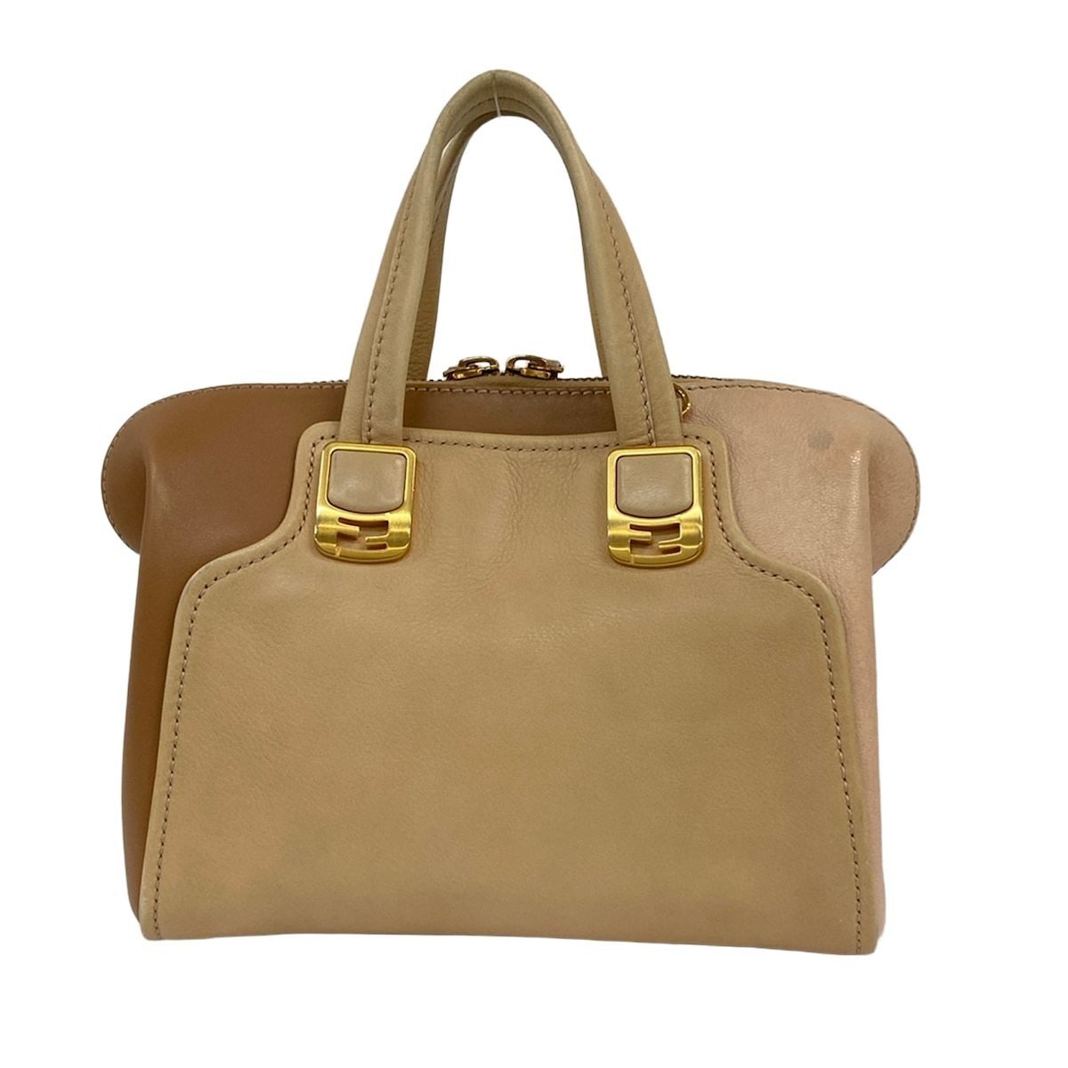 Fendi Handbag Chameleon Mini Beige Light Brown Pink Leather — view 3