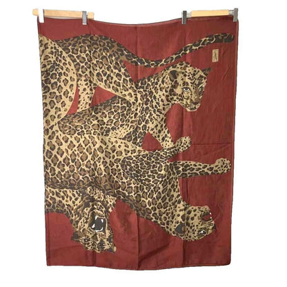Saint Laurent Yves Large Scarf Leopard Print Silk Blend Vintage Red — view 2