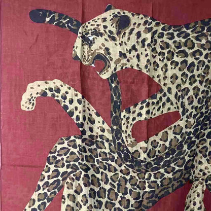 Saint Laurent Yves Large Scarf Leopard Print Silk Blend Vintage Red — view 3