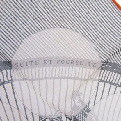 Hermes Carre 40 Chase Suit ET Poursuite Handkerchief Cotton Gray Orange — view 3