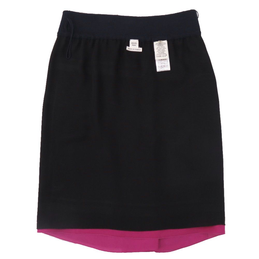 Hermes Twill Rene Coupe Geometric Skirt 36 Silk Rayon Navy Rouge Purple — view 3