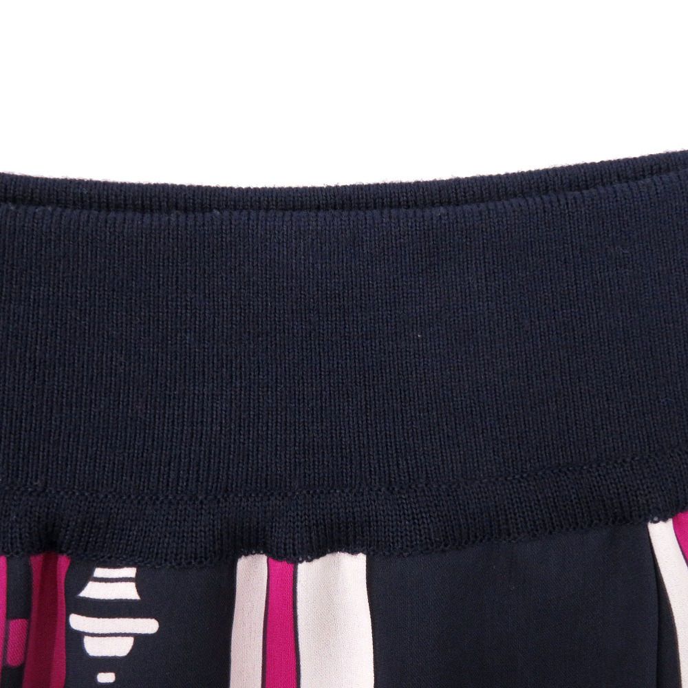 Hermes Twill Rene Coupe Geometric Skirt 36 Silk Rayon Navy Rouge Purple — view 4