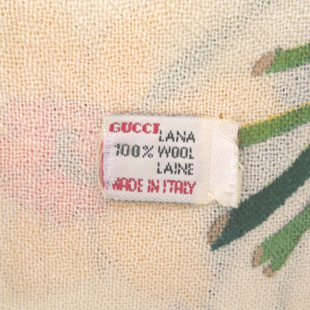 Gucci Flora Floral Shawl Wool Ivory Pink Yellow Green Purple Scarf — view 8