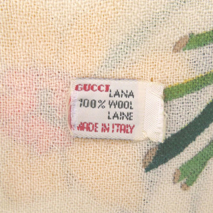 Gucci Flora Floral Shawl Wool Ivory Pink Yellow Green Purple Scarf — view 8