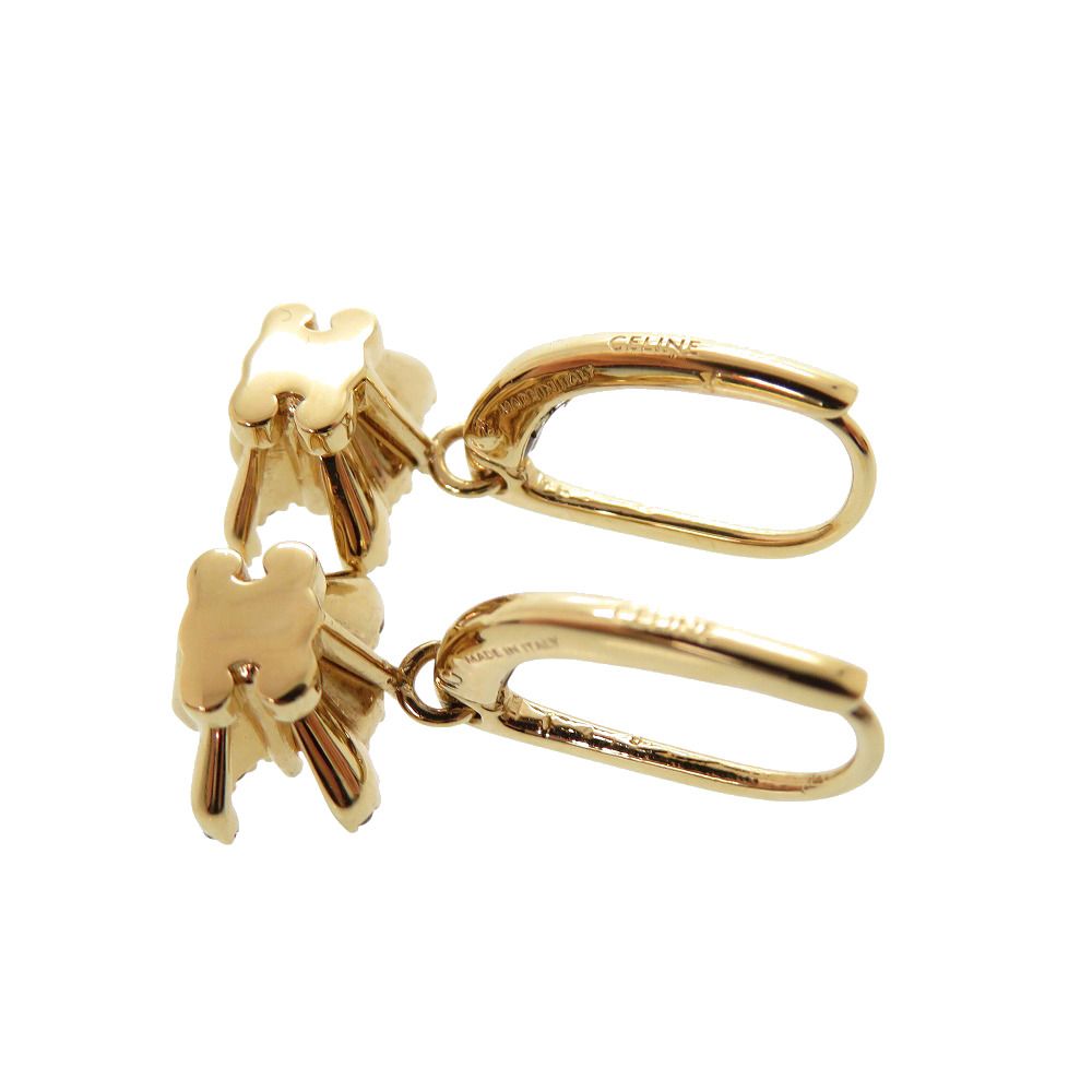 Celine Triomphe Line Stone Metal Gold Earrings — view 5