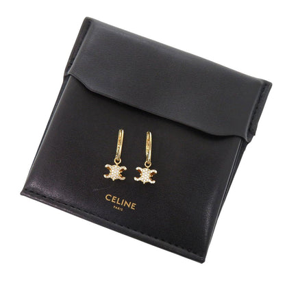 Celine Triomphe Line Stone Metal Gold Earrings — view 2