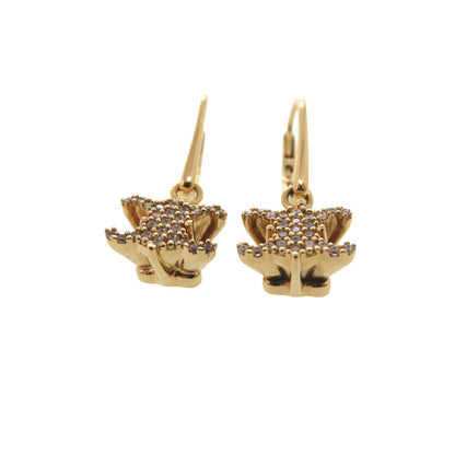 Celine Triomphe Line Stone Metal Gold Earrings — view 6