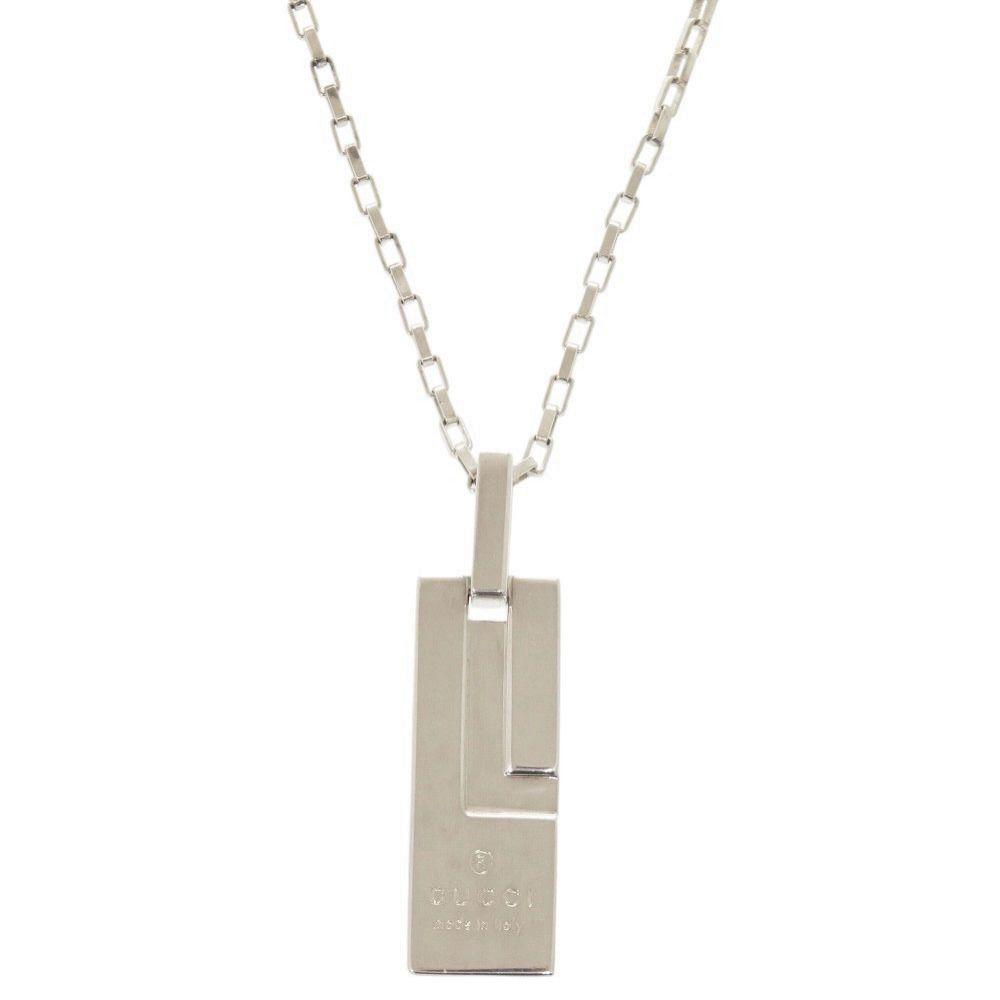Gucci Logo Plate 925 Sterling Silver Necklace Pendant