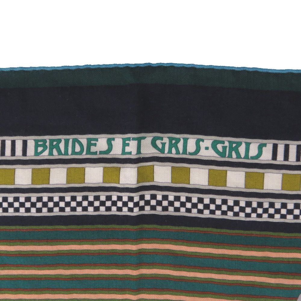 Hermes Carre 140 Bridle and Charm Brides ET Gray Scarf Silk Green Black Yellow — view 2