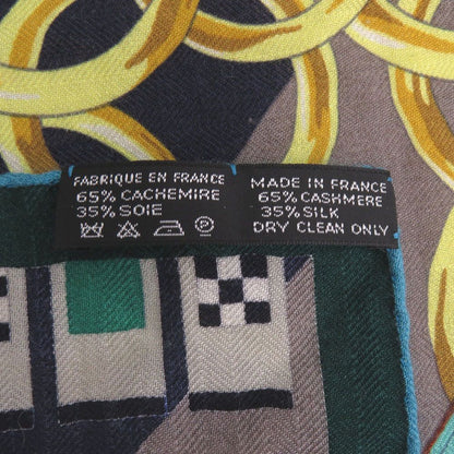 Hermes Carre 140 Bridle and Charm Brides ET Gray Scarf Silk Green Black Yellow — view 3
