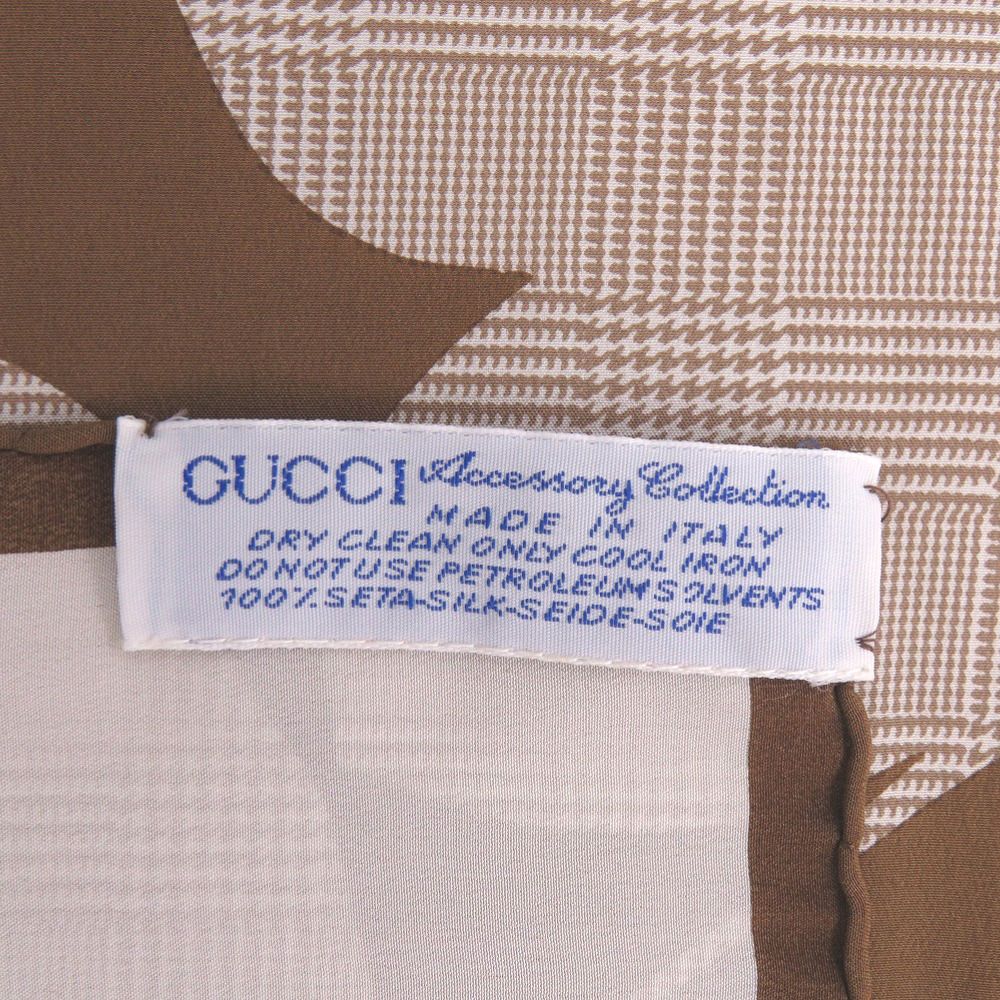 Gucci Flower Print Belt Scarf Silk Brown Blue White — view 5