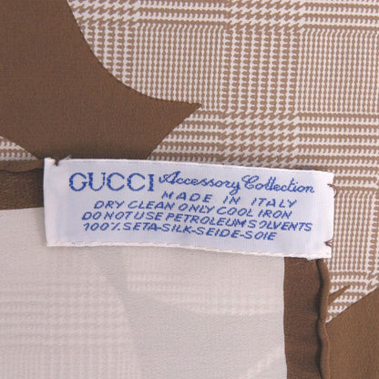 Gucci Flower Print Belt Scarf Silk Brown Blue White — view 5