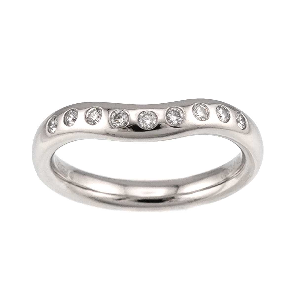Tiffany & Co Wide Curved Band Ring Diamond Pt Platinum — view 2