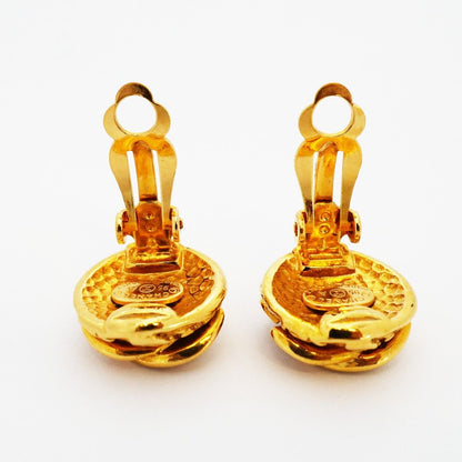 Chanel Earrings Vintage CC Logo Round — view 6