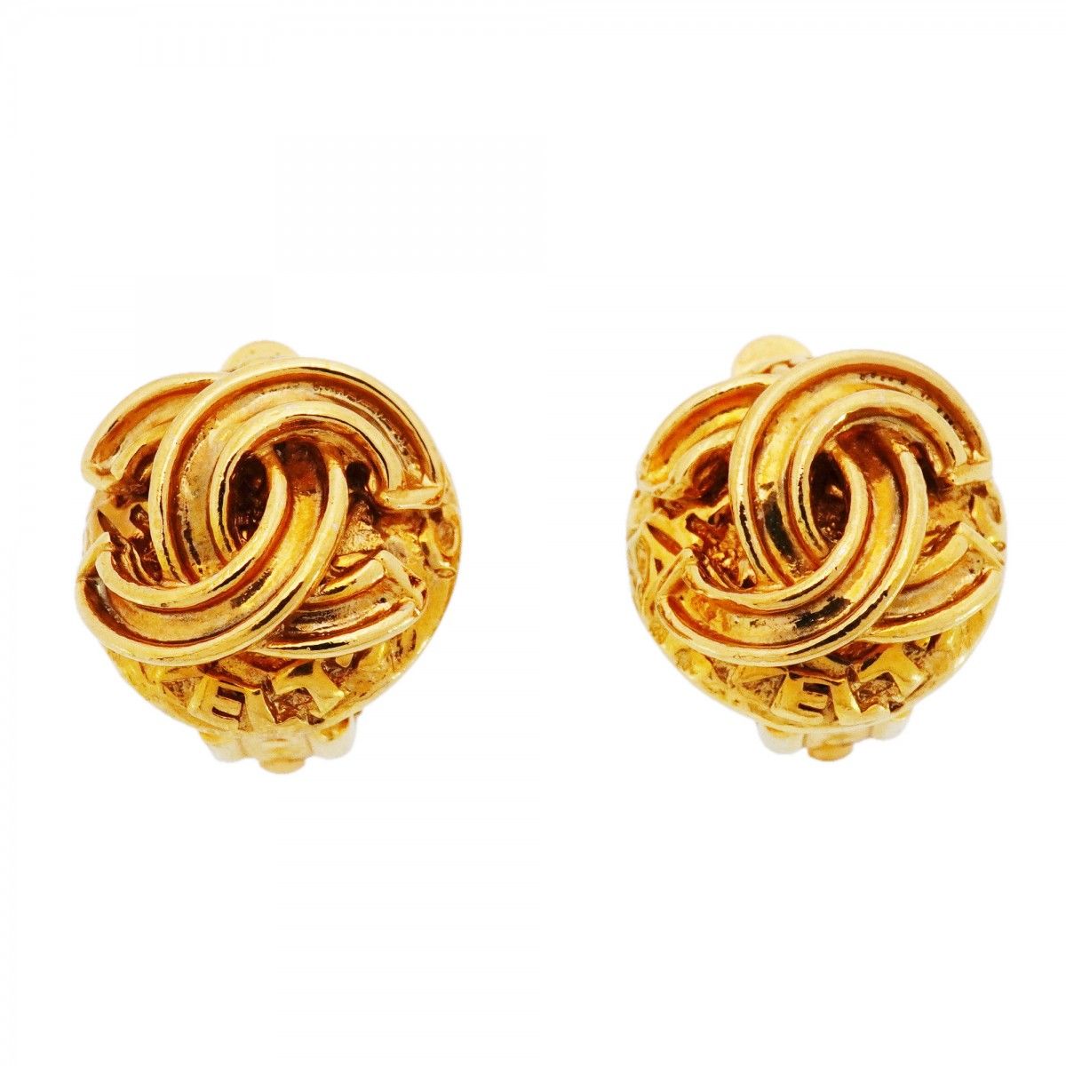 Chanel Earrings Vintage CC Logo Round