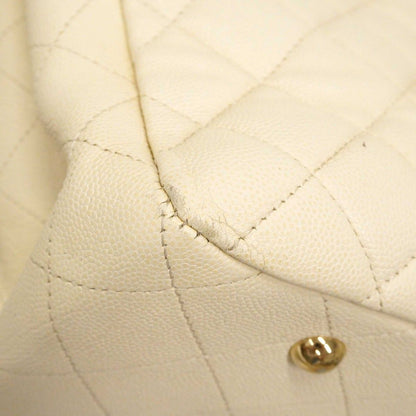 Chanel Chain Tote Quilted Caviar Leather White Gold — view 6