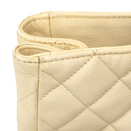 Chanel Chain Tote Quilted Caviar Leather White Gold — view 7