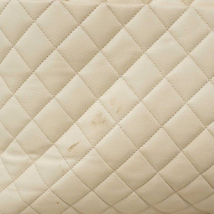 Chanel Chain Tote Quilted Caviar Leather White Gold — view 9
