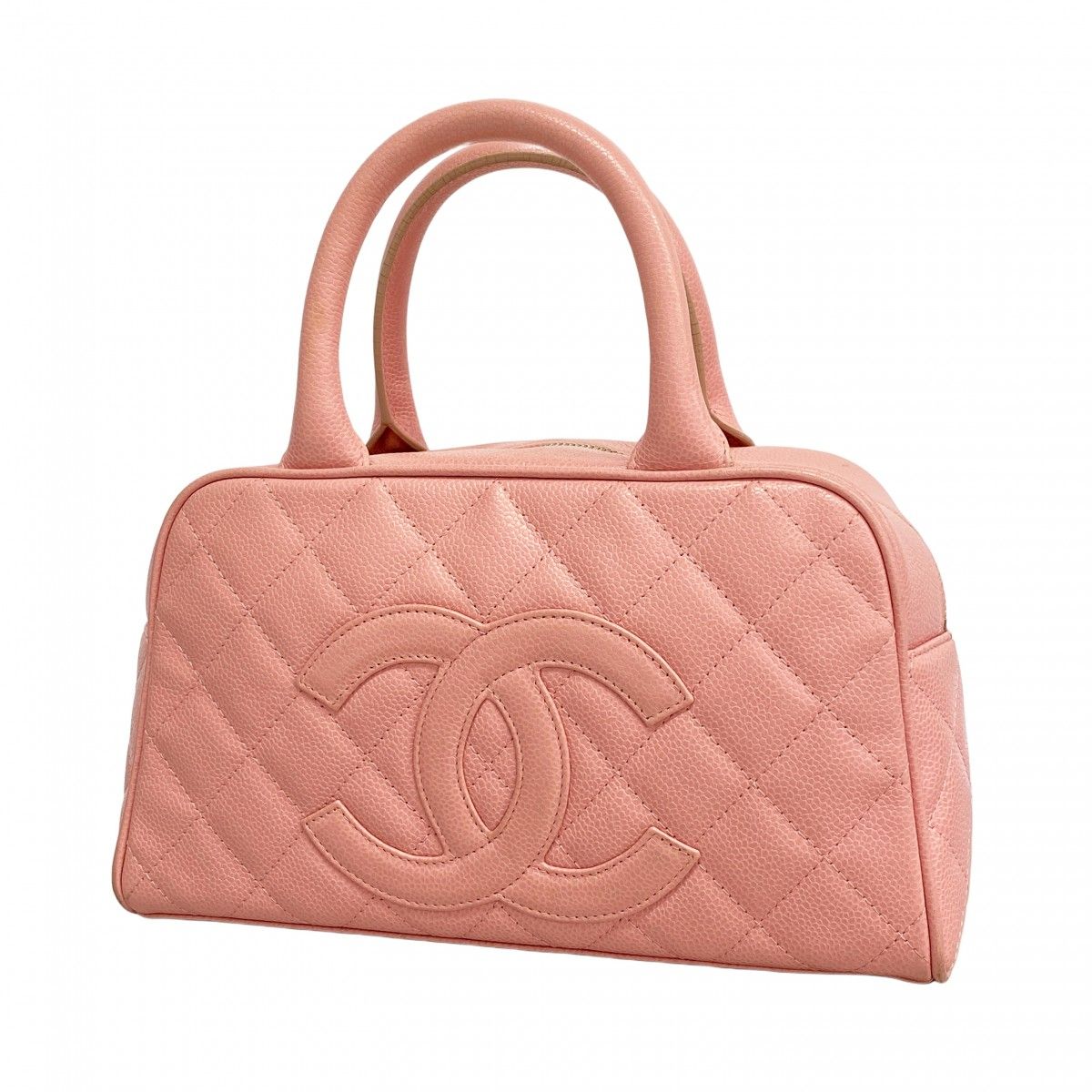 Chanel Handbag Quilted Caviar Leather Pink Gold