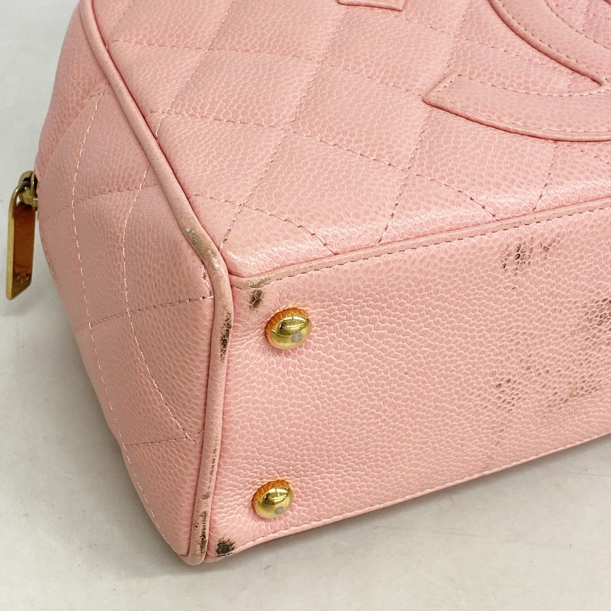 Chanel Handbag Quilted Caviar Leather Pink Gold — view 7