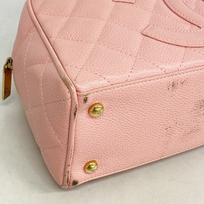 Chanel Handbag Quilted Caviar Leather Pink Gold — view 7