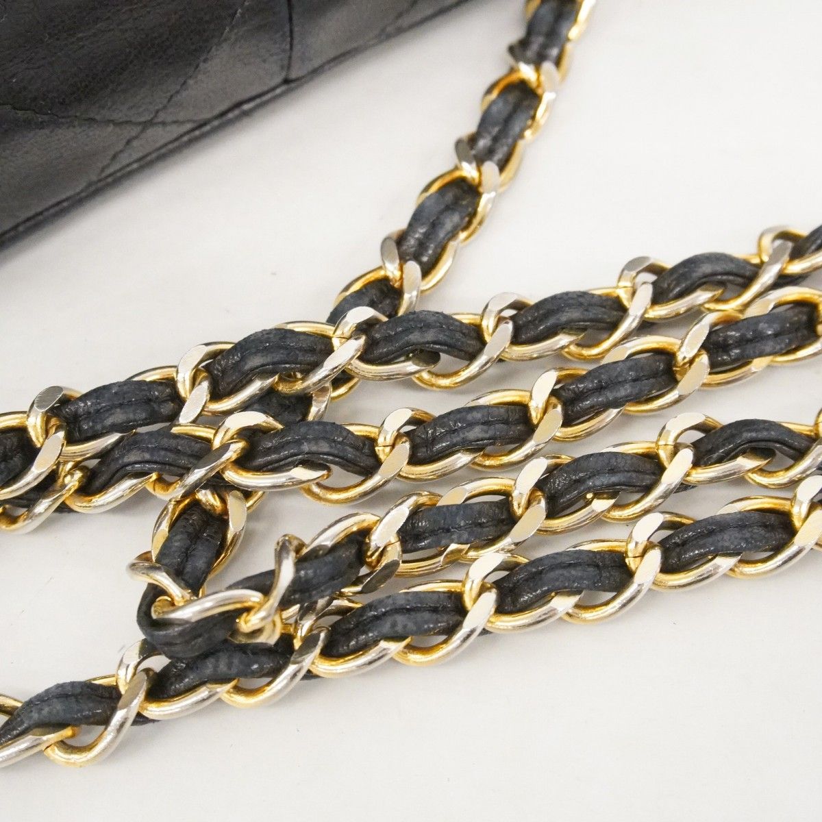 Chanel Shoulder Bag Quilted Lambskin Black Gold — view 8