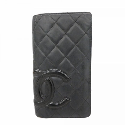 Chanel Wallet Cambon Lambskin Black Silver