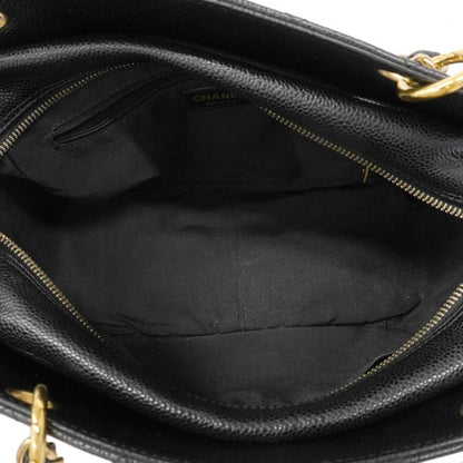 Chanel Shoulder Bag Quilted Caviar Leather Black Gold — view 4