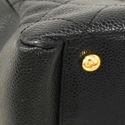 Chanel Shoulder Bag Quilted Caviar Leather Black Gold — view 7