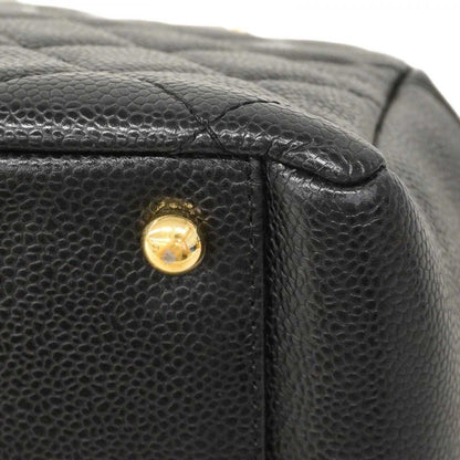 Chanel Shoulder Bag Quilted Caviar Leather Black Gold — view 9