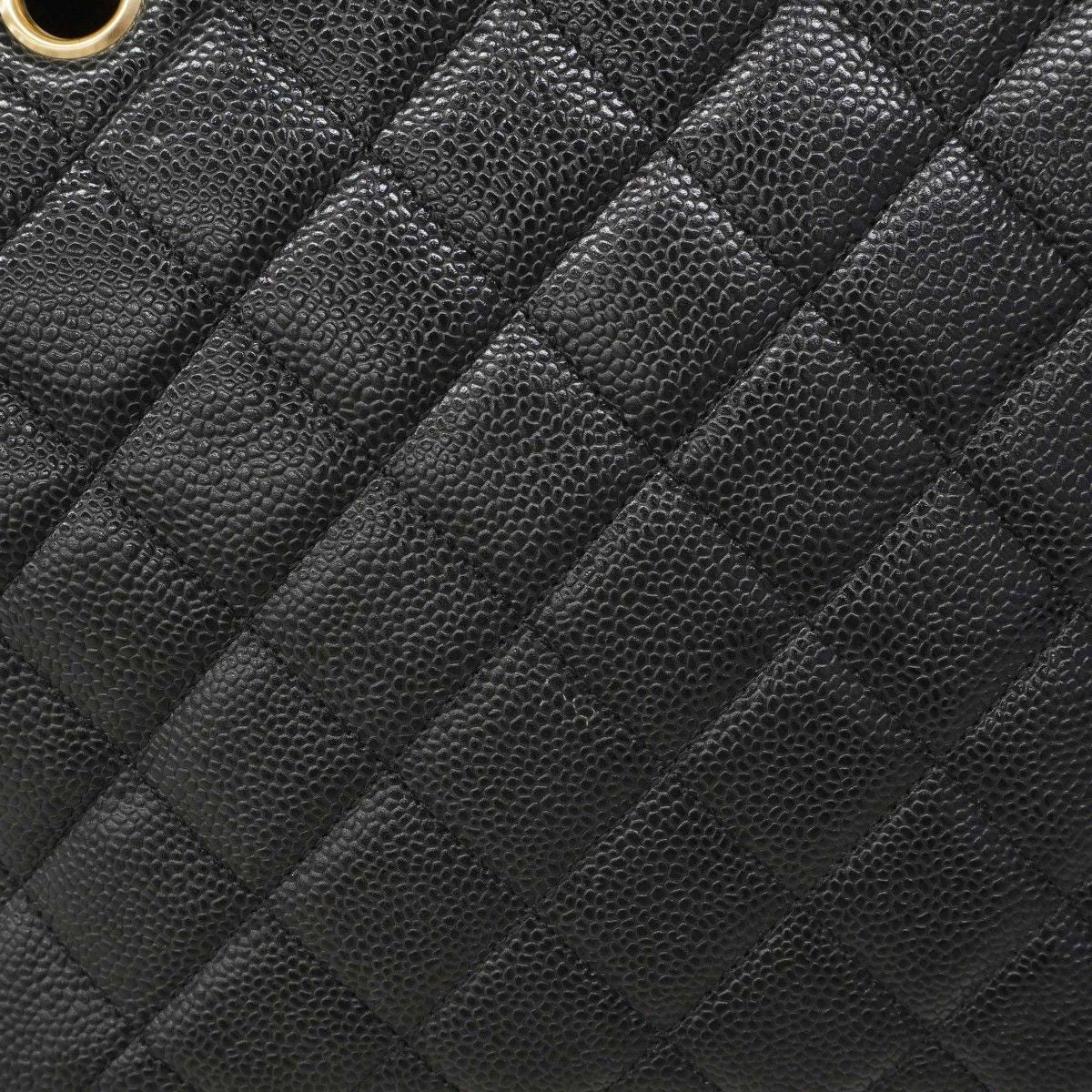 Chanel Shoulder Bag Quilted Caviar Leather Black Gold — view 8