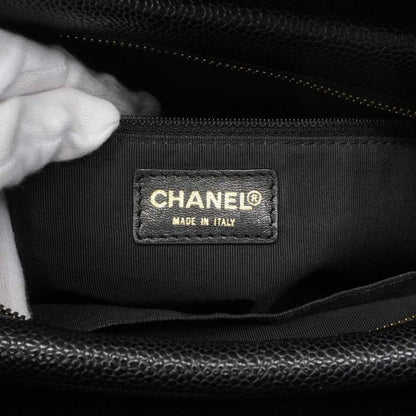 Chanel Shoulder Bag Quilted Caviar Leather Black Gold — view 5