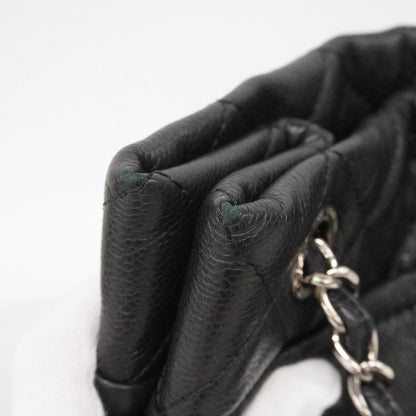 Chanel Shoulder Bag Quilted Caviar Leather Black Silver — view 8