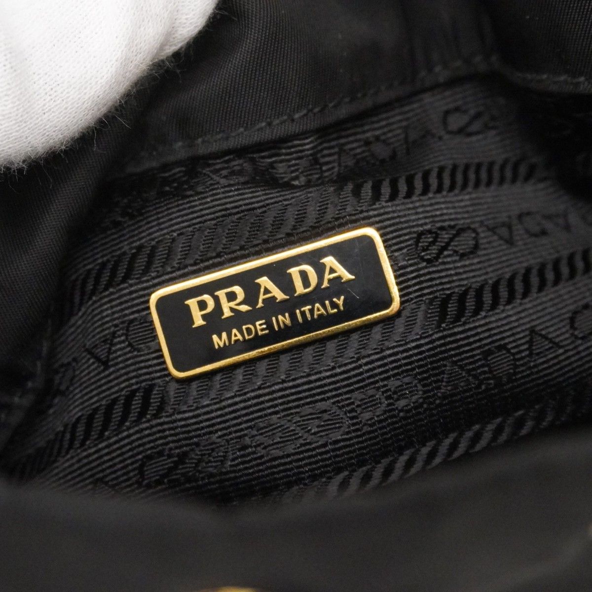 Prada Handbag Nylon Black Champagne Gold 2-Way Bag — view 5