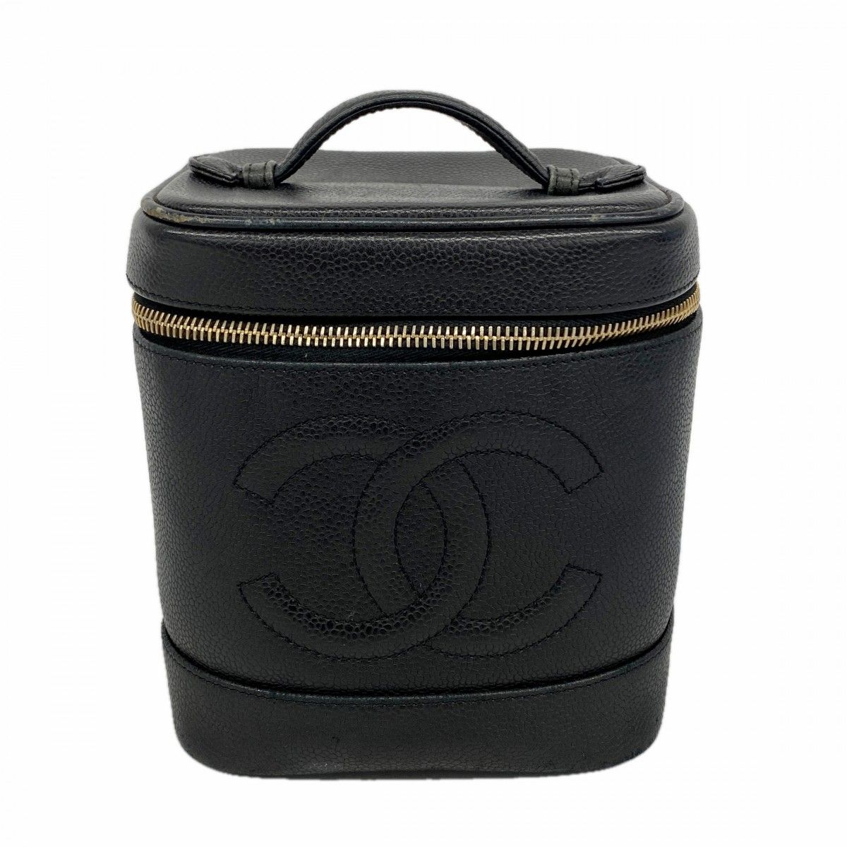 Chanel Vanity Bag Caviar Leather Black Gold
