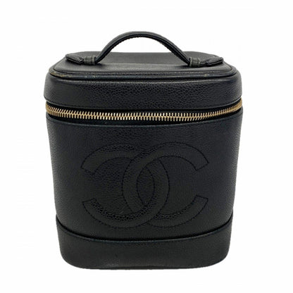 Chanel Vanity Bag Caviar Leather Black Gold