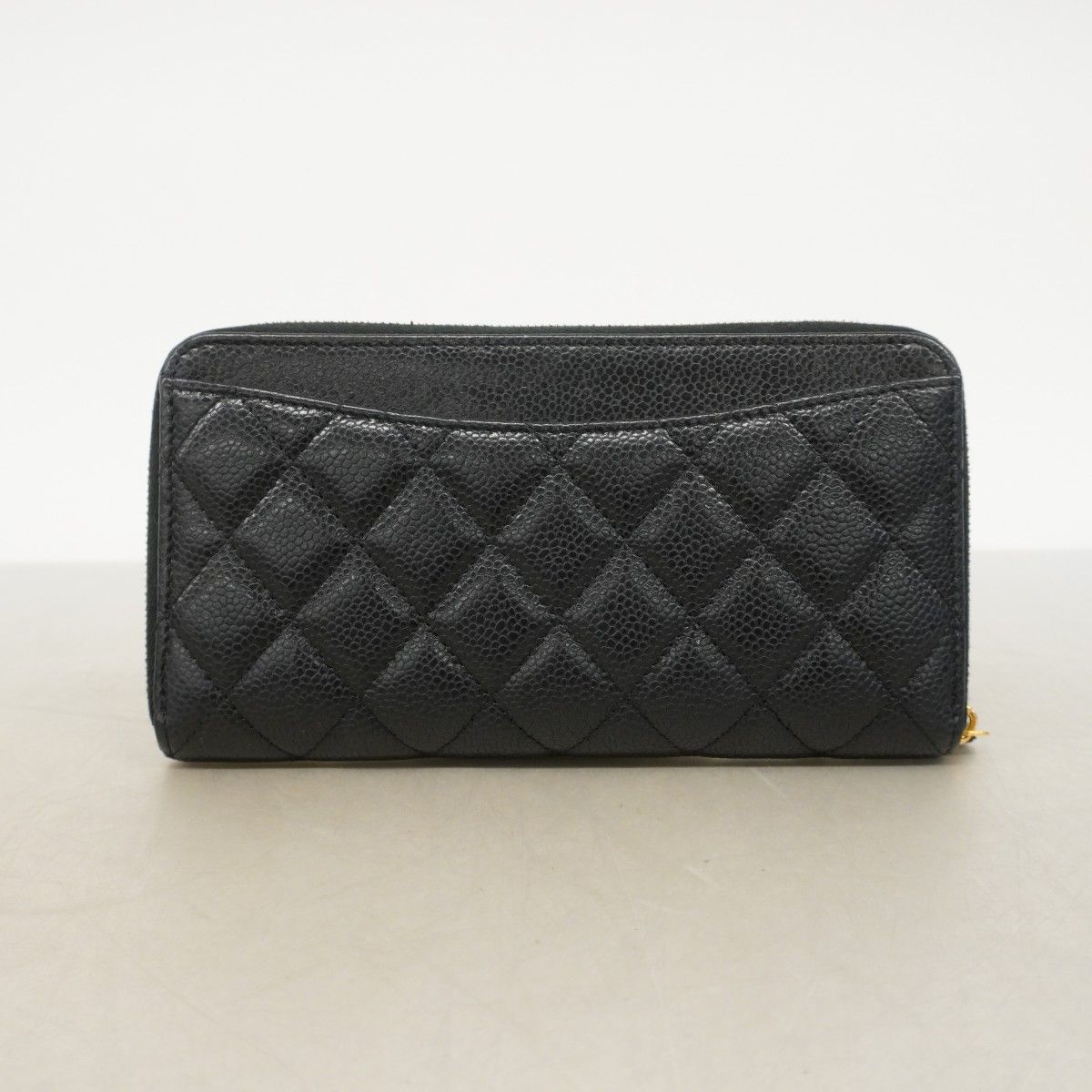 Chanel Wallet Quilted Caviar Leather Black Gold — view 8
